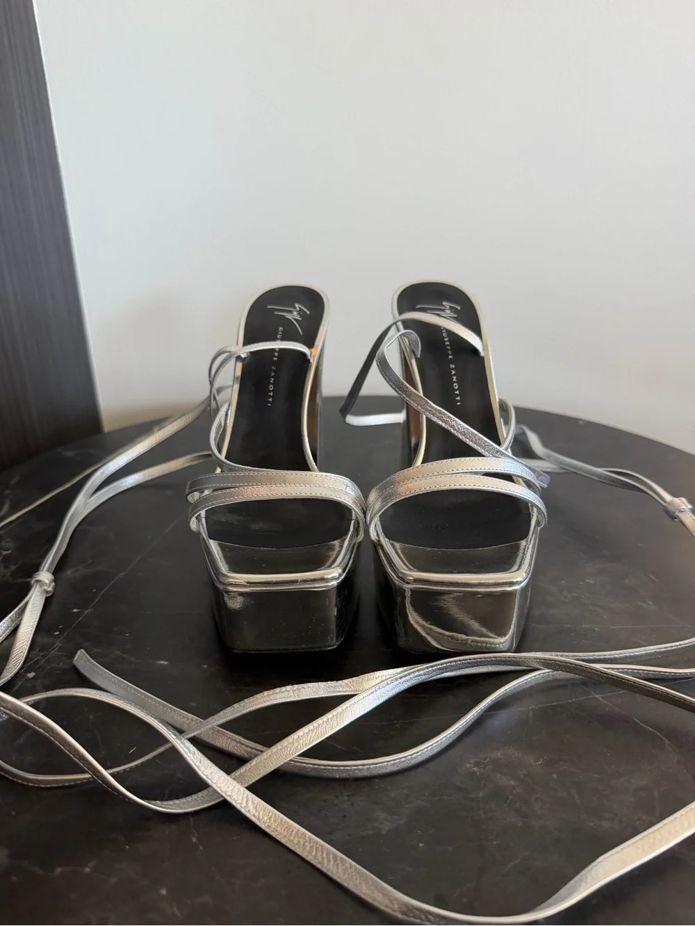 Giuseppe Zanotti Flavienne Mirrored-leather Platform Sandals In Silver